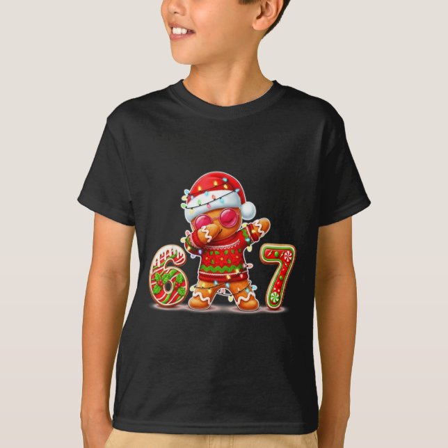 Christmas Gingerbread Six Seven 67 Ice Cream Drip  T-Shirt (Front)