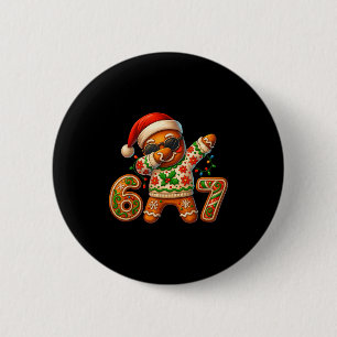 Christmas Gingerbread Six Seven 67 Meme Xmas Slang Button