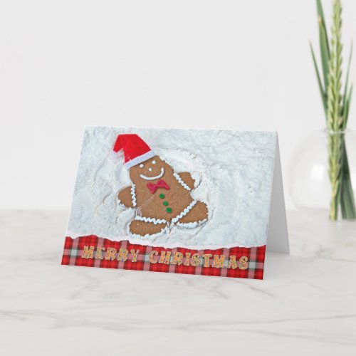 Christmas Gingerbread  Snow Angel Holiday Card