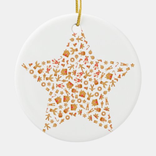 Christmas Gingerbread Star Ceramic Ornaments