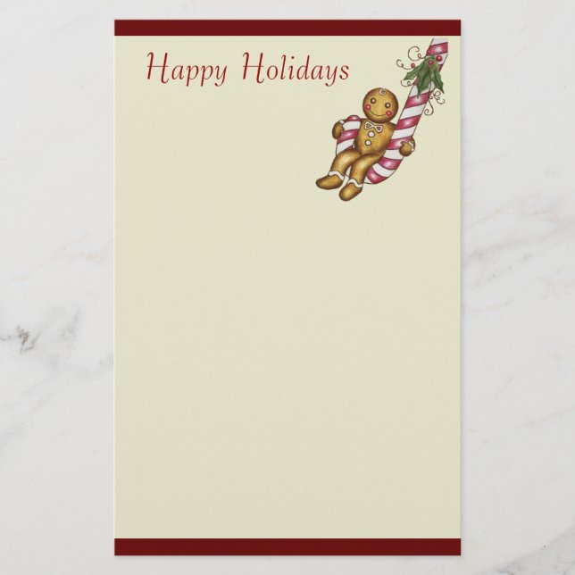 Christmas Gingerbread Stationery Note Paper (Front)
