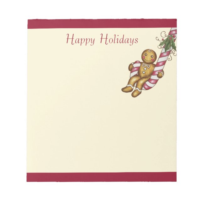 Christmas Gingerbread Stationery Notepad  (Front)