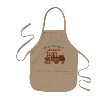 Christmas Gingerbread Steam Locomotive Kids' Apron Christmas Gingerbread Steam Locomotive Kids' Apron