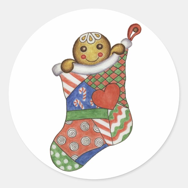 Christmas Gingerbread Stocking Sticker (Front)
