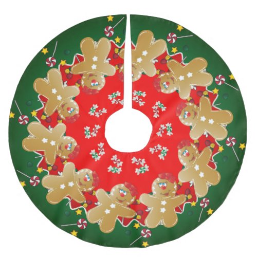 Christmas Gingerbread Sweet Candies Brushed Polyester Tree Skirt