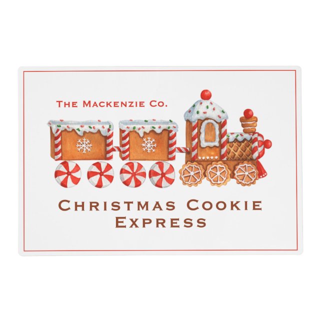 Christmas Gingerbread Train Customizable Placemat (Front)