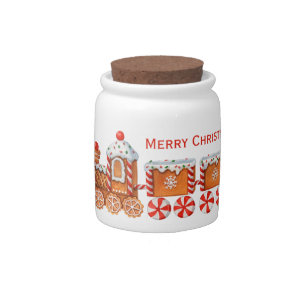 Christmas Gingerbread Train & Peppermint Candy Jar