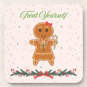 Christmas Gingerbread Woman Beverage Coaster