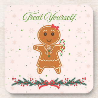Christmas Gingerbread Woman Beverage Coaster