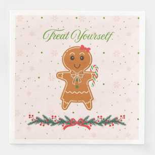 Christmas Gingerbread Woman Paper Dinner Napkins