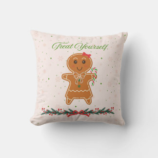 Christmas Gingerbread Woman Throw Pillow