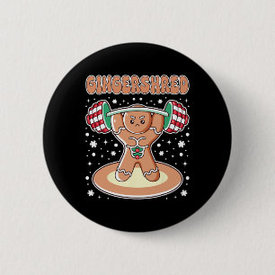 Christmas Gingershred Funny Gingerbread Man Gym Bo Button
