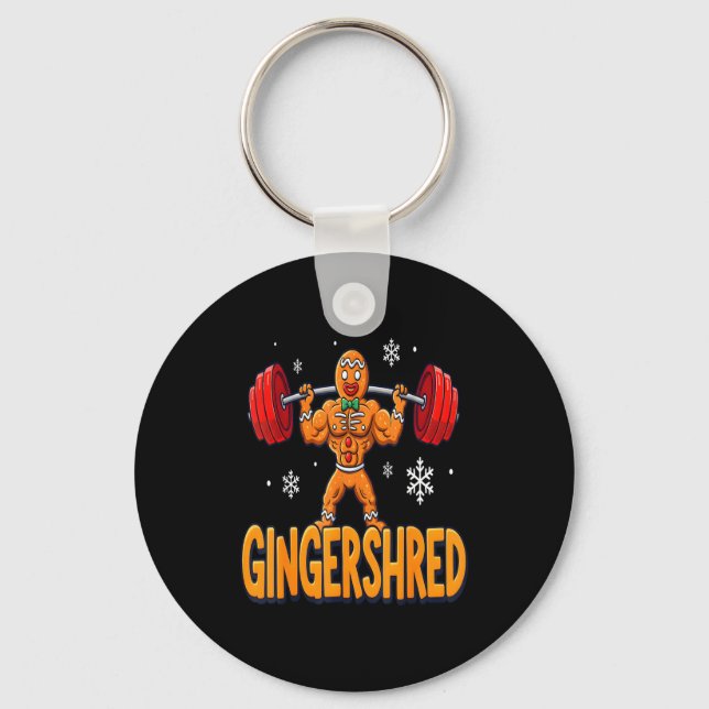 Christmas Gingershred Gym Bodybuilding Funny Ginge Keychain (Front)