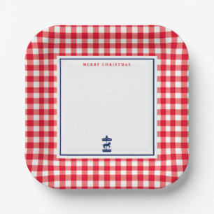 Christmas Gingham chic note card Paper Plates
