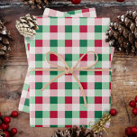 Christmas Gingham - Red, Green and White Wrapping Paper Sheets