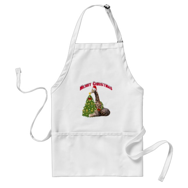 Christmas Giraffe Adult Apron (Front)