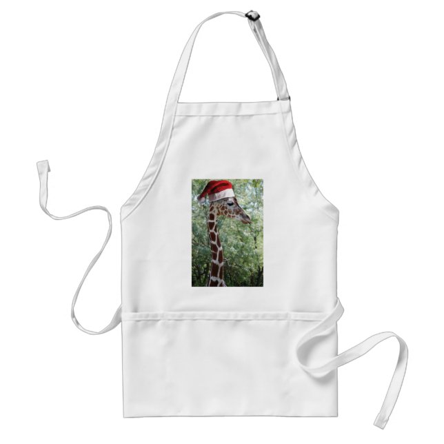 Christmas Giraffe Adult Apron (Front)