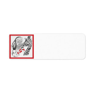 Christmas Giraffe and Santa Claus Label