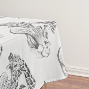 Christmas Giraffe and Santa Tablecloth