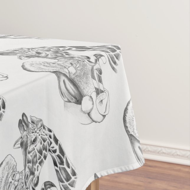 Christmas Giraffe and Santa Tablecloth (In Situ)