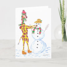 Christmas Giraffe and Snowman