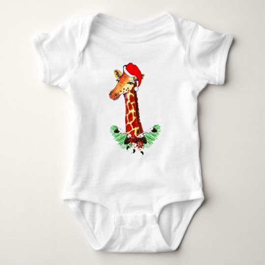 Christmas Giraffe Baby Bodysuit