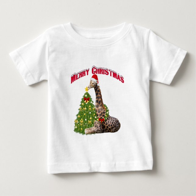 Christmas Giraffe Baby T-Shirt (Front)