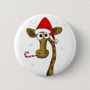 Christmas giraffe button