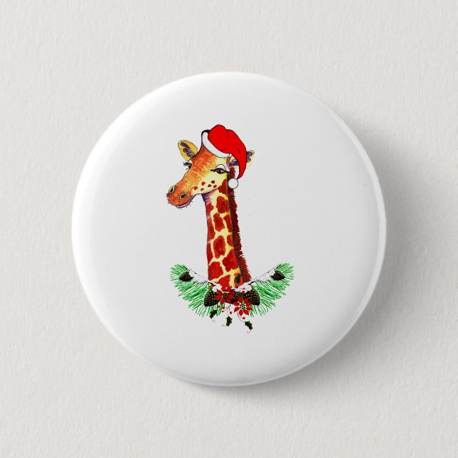 Christmas Giraffe Button (Front)