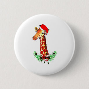 Christmas Giraffe Button