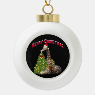 Christmas Giraffe Ceramic Ball Christmas Ornament