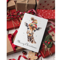 Christmas Giraffe, customizable Holiday Card