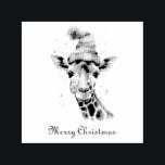 Christmas Giraffe, customizable Self-inking Stamp<br><div class="desc">watercolor painting of a giraffe with a knit winter hat in christmas style</div>