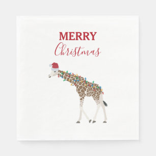 Christmas Giraffe Funny Animal with Santa Hat Card Napkins
