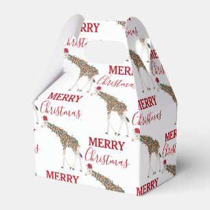 Christmas Giraffe Funny Animal with Santa Hat Favor Boxes