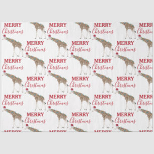 Christmas Giraffe Funny Animal with Santa Hat Tissue Paper