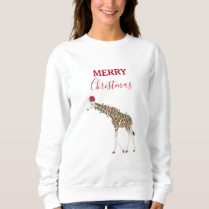 Christmas Giraffe Funny Animals with Santa Hat Sweatshirt