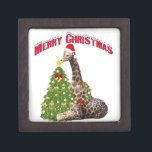 Christmas Giraffe Gift Box<br><div class="desc">Adorable Christmas Giraffe with his Santa Hat and decorated Christmas tree - he is placing the star on top of the tree</div>