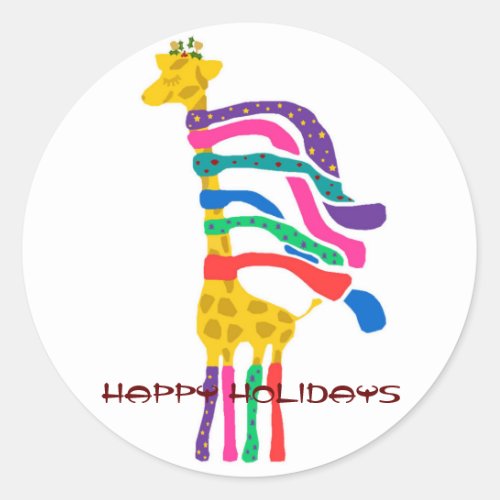 Christmas Giraffe Happy Holidays stickers