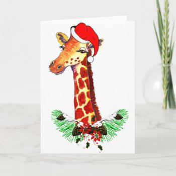 Christmas Giraffe Holiday Card by orsobear at Zazzle