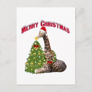 Christmas Giraffe Holiday Postcard