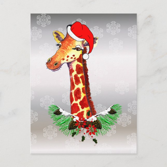 Christmas Giraffe Holiday Postcard (Front)