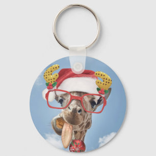 Christmas giraffe keychain
