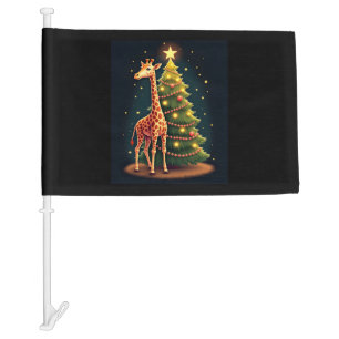 Christmas Giraffe Official Tree Topper Funny Tall Car Flag