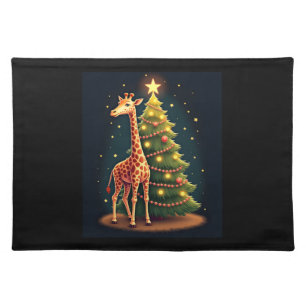 Christmas Giraffe Official Tree Topper Funny Tall Cloth Placemat