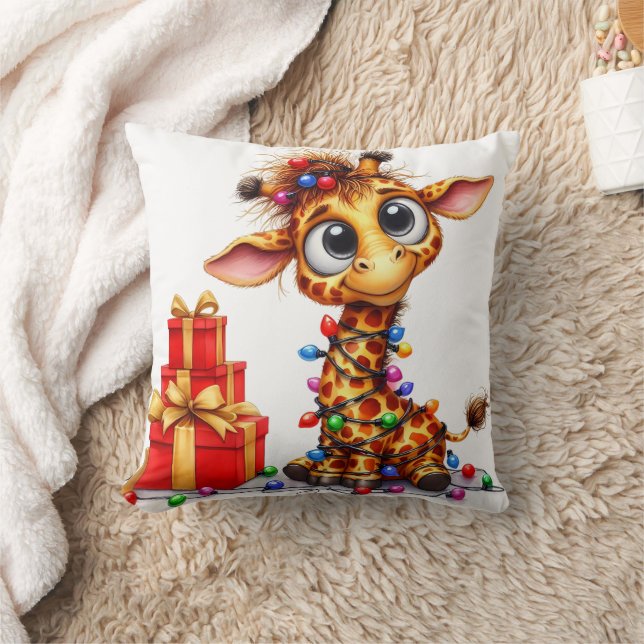 Christmas Giraffe & Panda Reversible Pillow (Blanket)