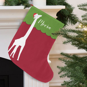 Christmas Giraffe Personalized Large Christmas Stocking