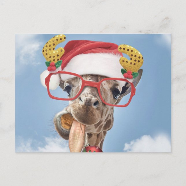 Christmas giraffe postcard (Front)