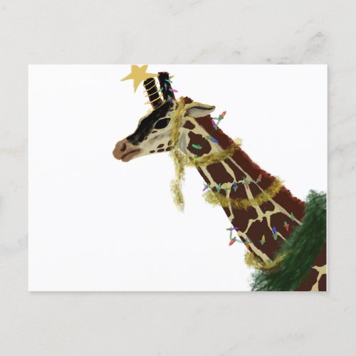 Christmas giraffe postcard