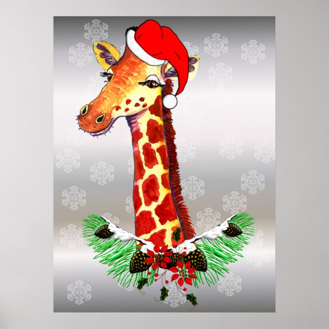 Christmas Giraffe Poster (Front)